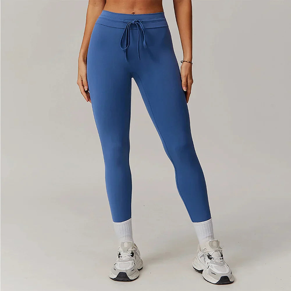 High-Waist Strap Leggings - Push-Up Stretch Gym Tights