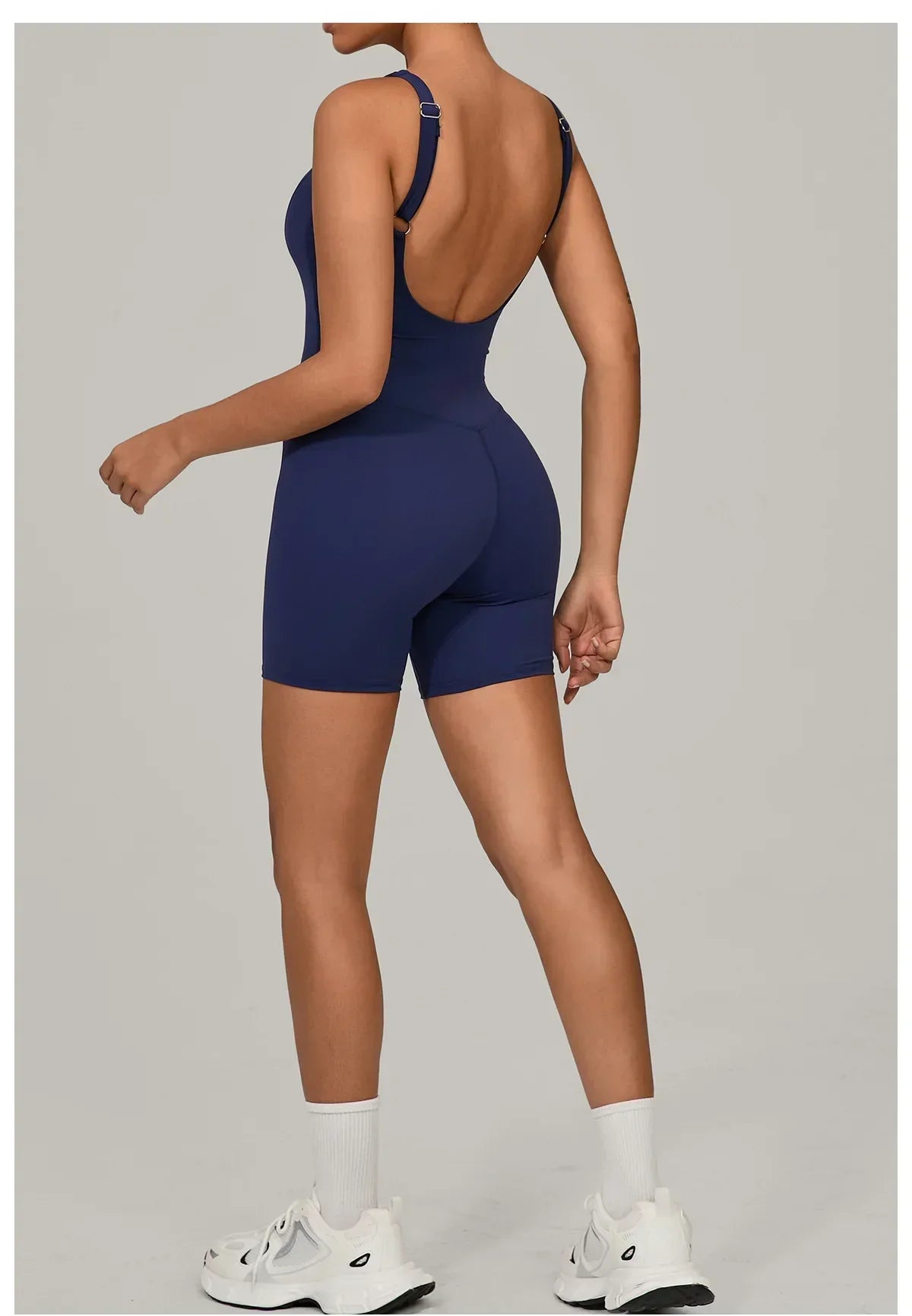 Backless Bodycon Romper - Women's Push-Up Workout Jumpsuit
