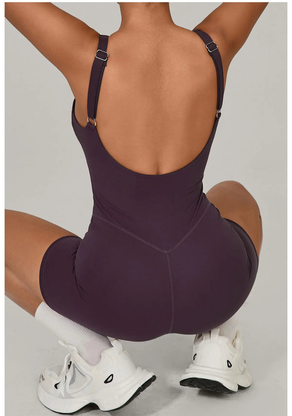 Backless Bodycon Romper - Women's Push-Up Workout Jumpsuit