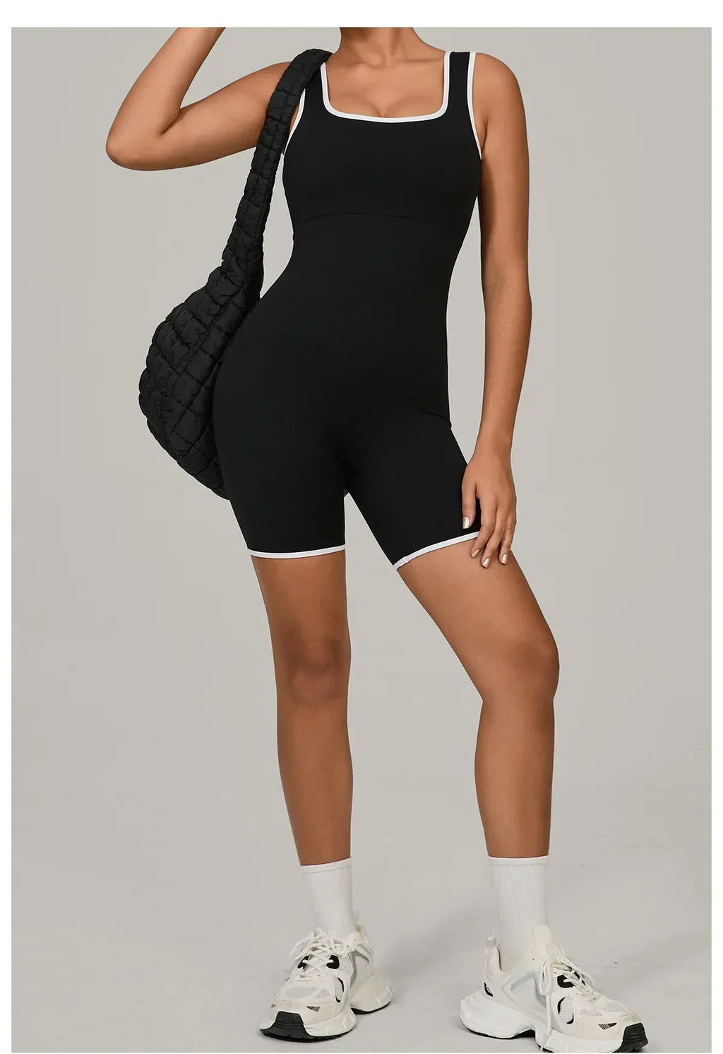 Color-Block Sleeveless Romper - Women's Quick-Dry Yoga Jumpsuit