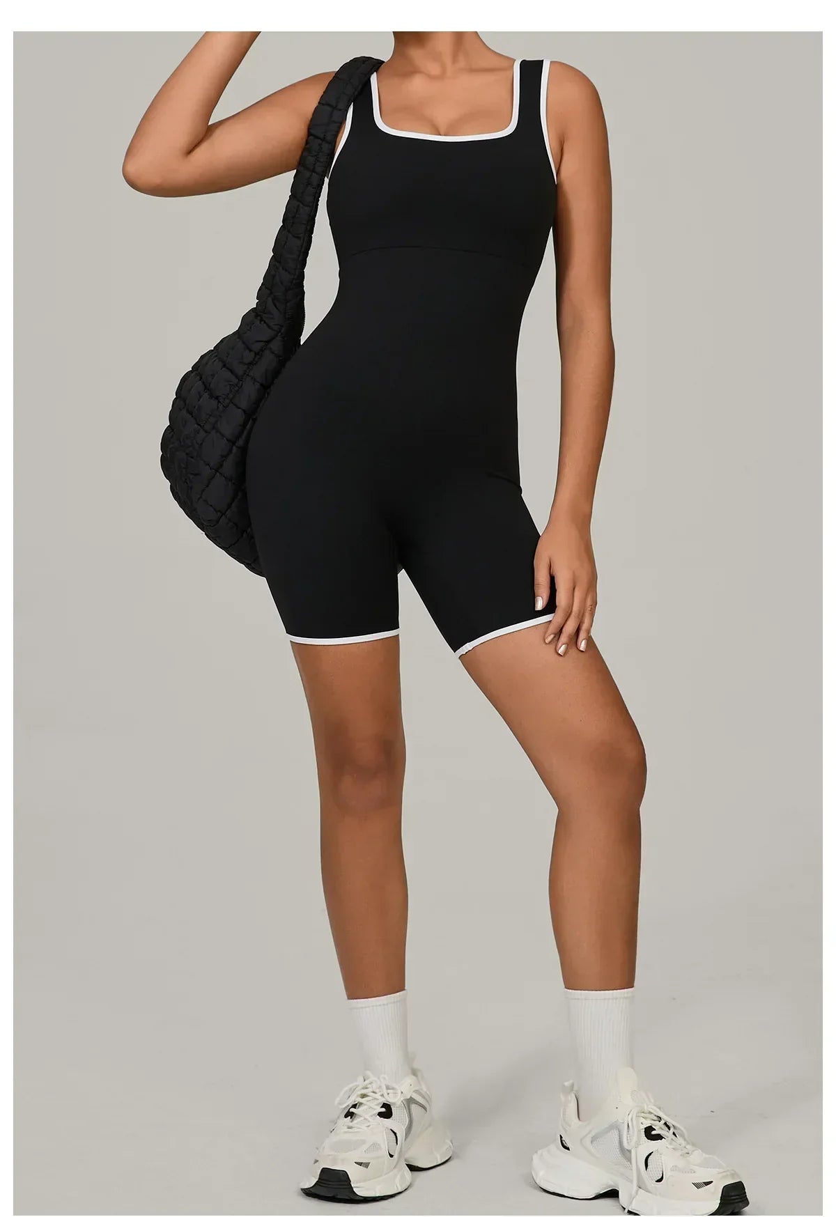 Color-Block Sleeveless Romper - Women's Quick-Dry Yoga Jumpsuit
