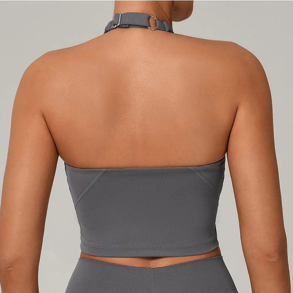 Halter High-Support Sports Bra - Open-Back Push-Up