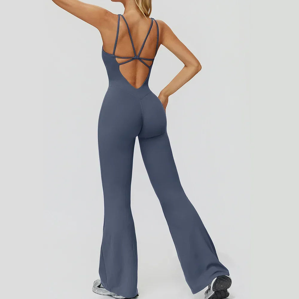 Stretch Push-Up Romper - Women's Yoga & Gym Tracksuit Set