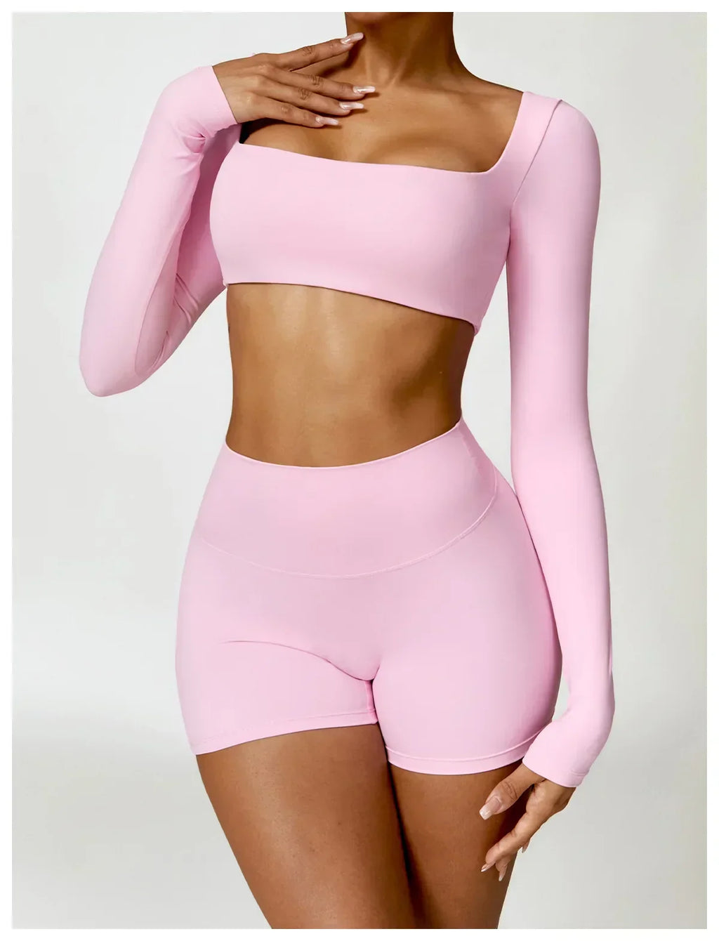 2-Piece Legging & Long Sleeve Set - Women's Yoga Tracksuit