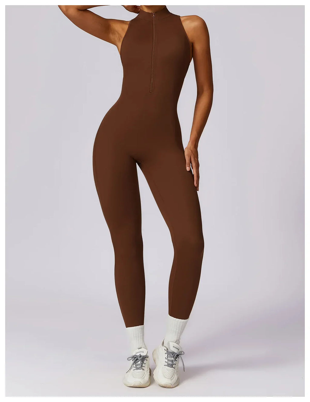 Zip-Front Yoga Jumpsuit - Women's Pilates & Gym Overalls