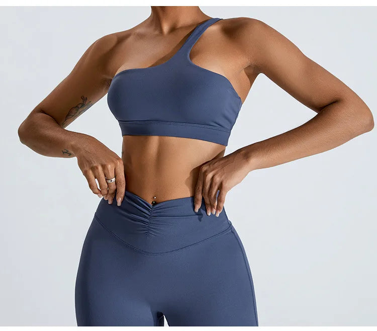 One-Shoulder Sports Bra - Women's High-Support Yoga Vest