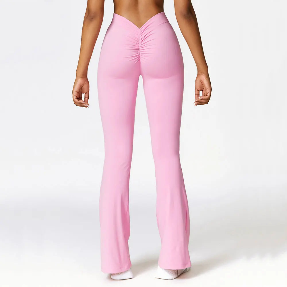 V-Hip Flare Yoga Pants - High-Waist Wide-Leg Leggings