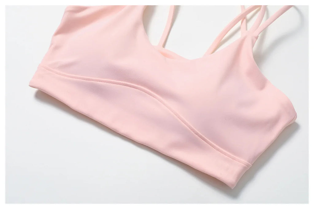 Criss-Cross Back Sports Bra - High-Support Padded Bralette