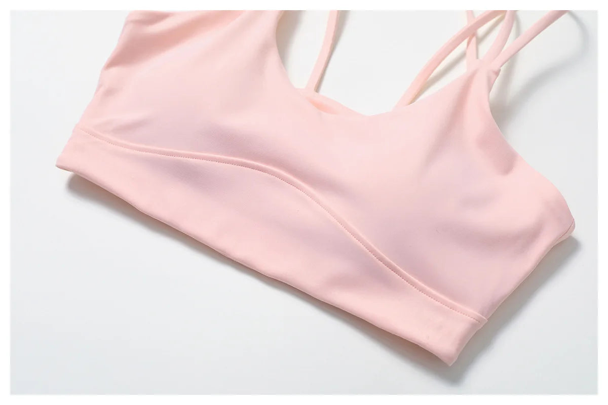 Criss-Cross Back Sports Bra - High-Support Padded Bralette