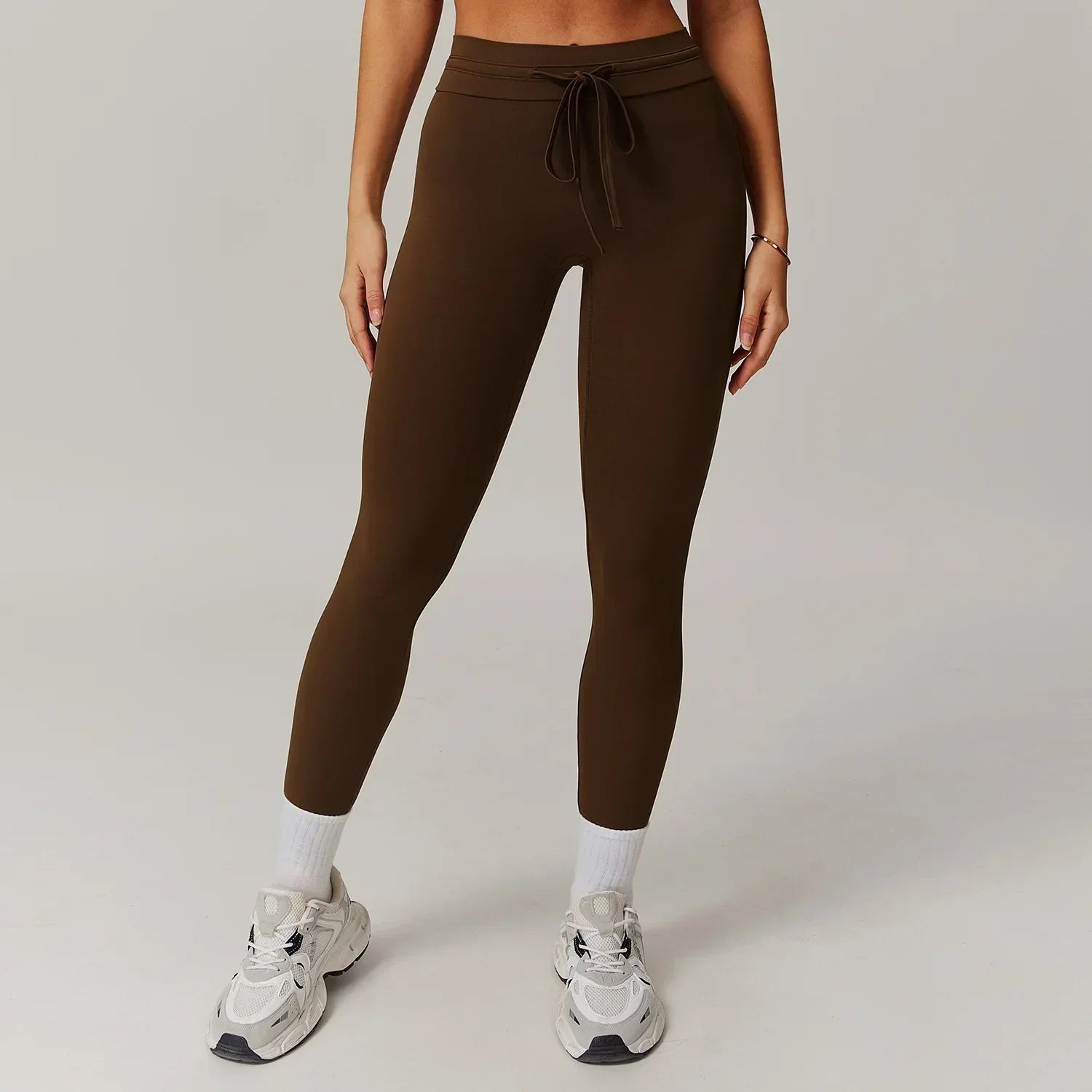 High-Waist Strap Leggings - Push-Up Stretch Gym Tights