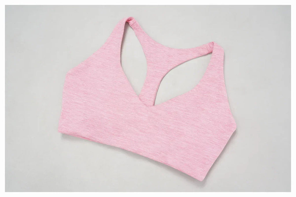 V-Neck Sports Bra with Removable Pads - Quick-Dry Push-Up