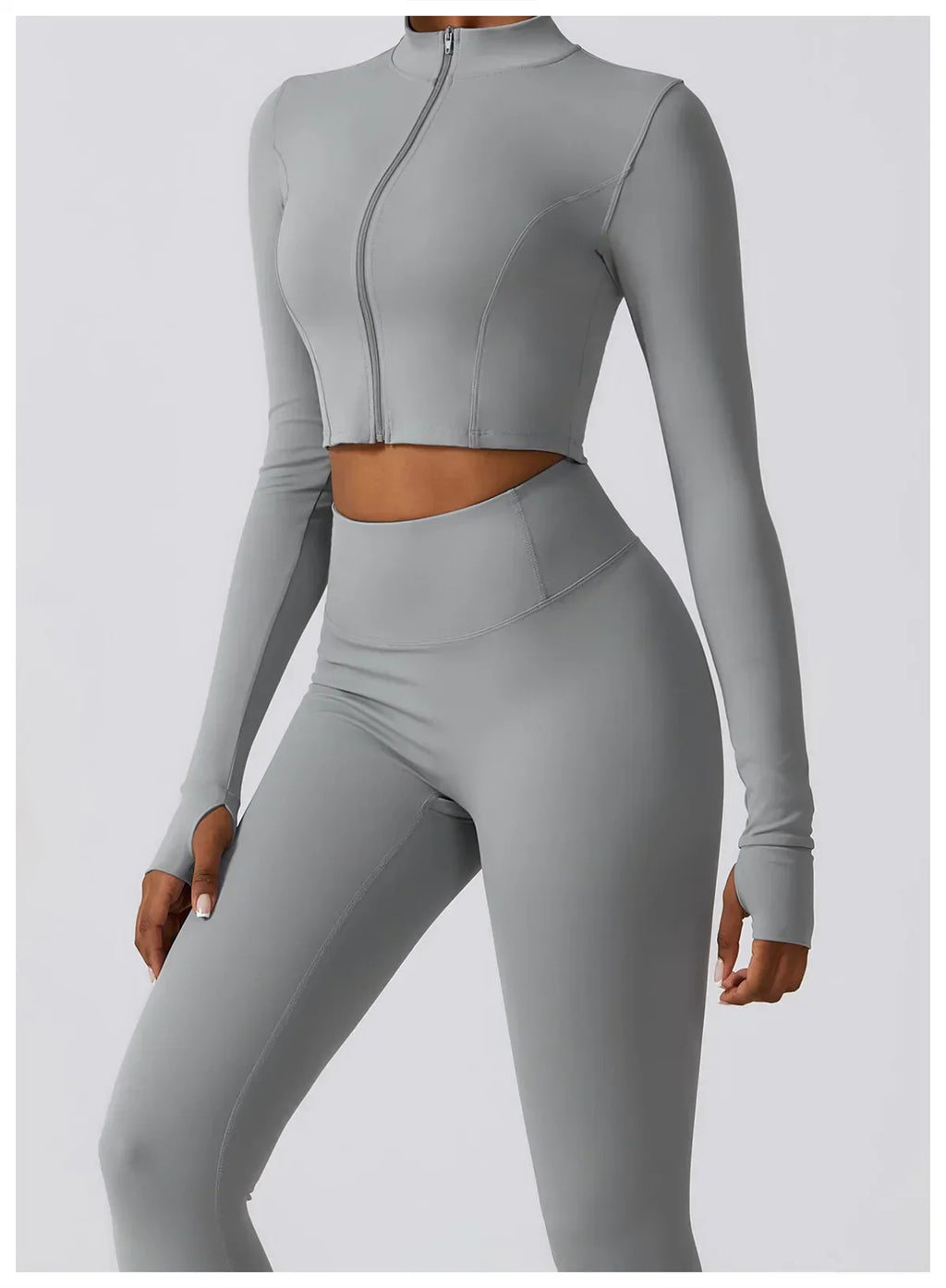 2/3-Piece Activewear Set - Leggings, Bra & Long Sleeve Top