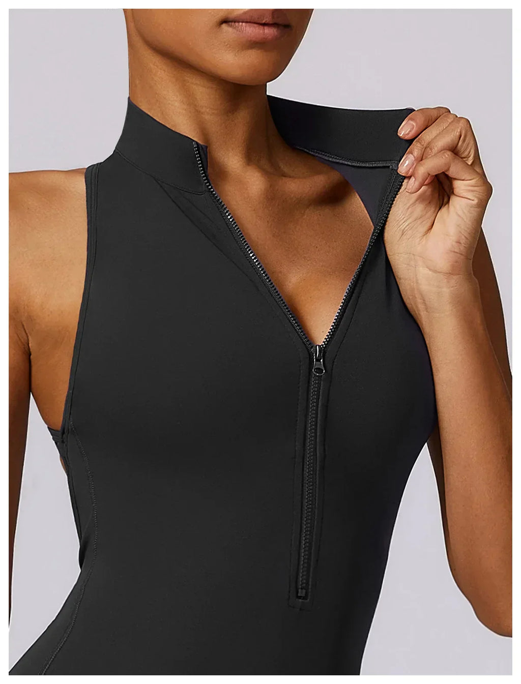 Zip-Front Yoga Jumpsuit - Women's Pilates & Gym Overalls