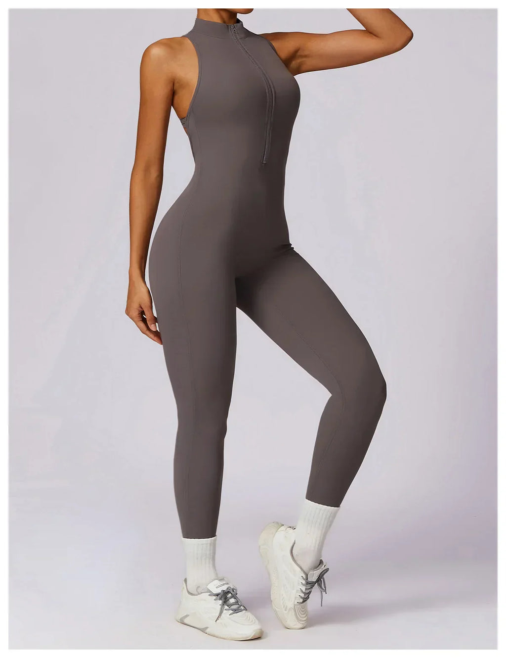 Zip-Front Yoga Jumpsuit - Women's Pilates & Gym Overalls