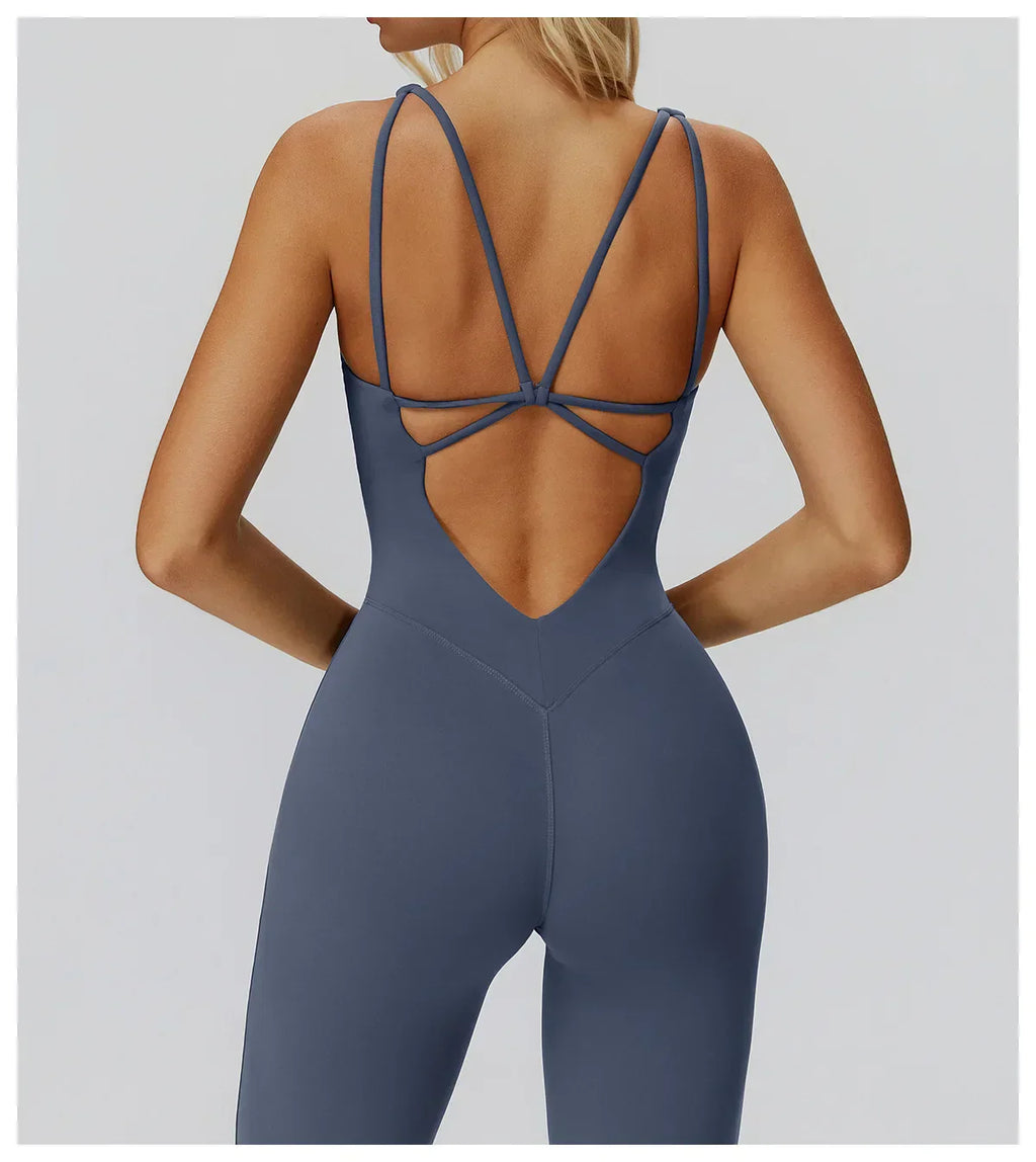 Stretch Push-Up Romper - Women's Yoga & Gym Tracksuit Set