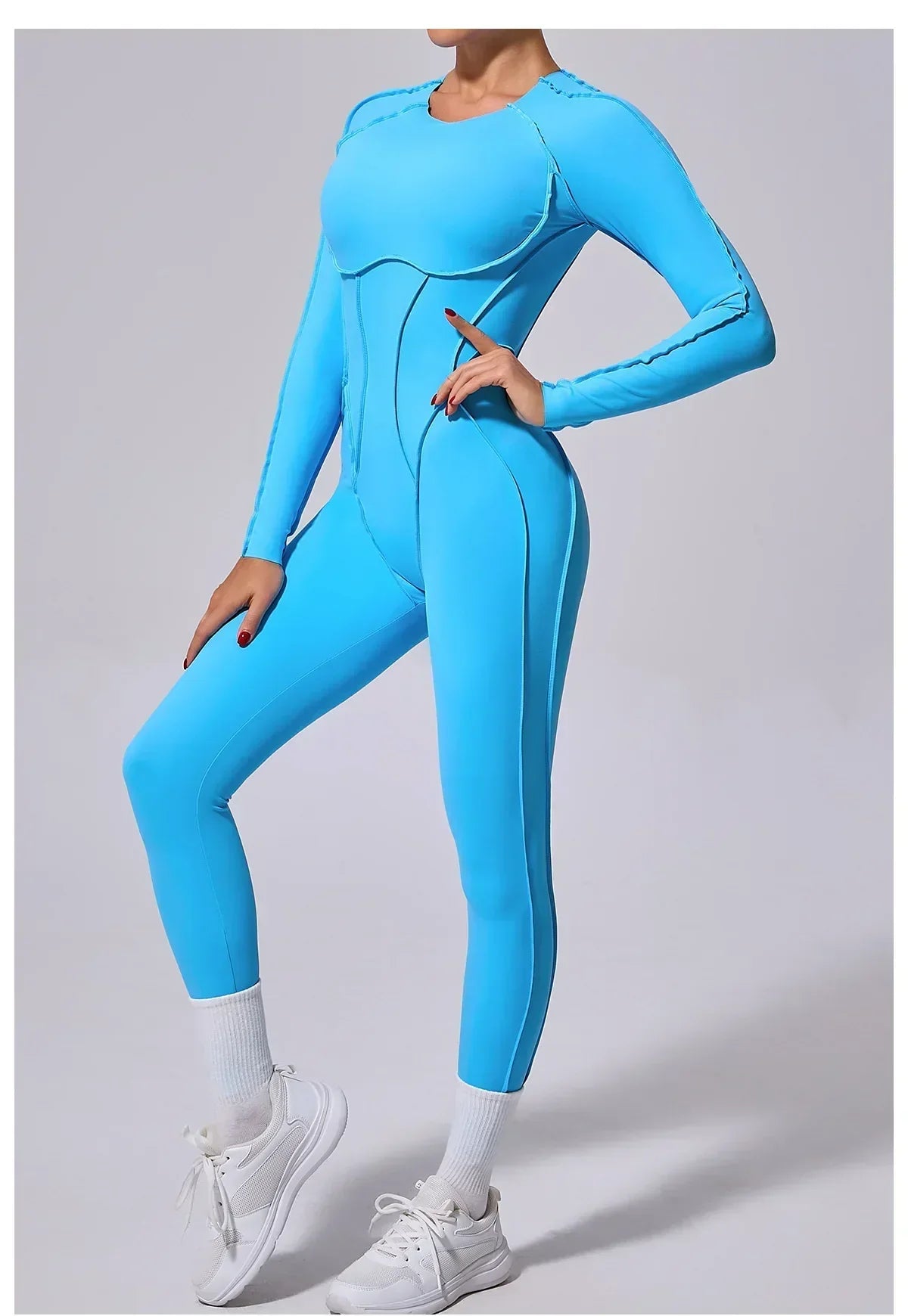 Long Sleeve Overalls Romper - Women's Running & Gym Jumpsuit