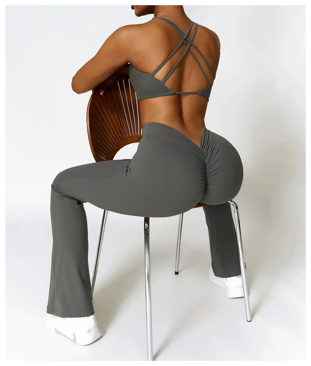 V-Hip Flare Yoga Pants - High-Waist Wide-Leg Leggings