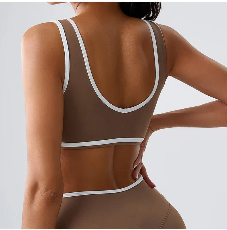 Patchwork Push-Up Sports Bra - Breathable Tank Crop Top