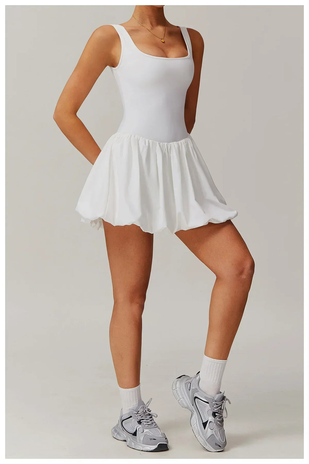 One-Piece Sports Dress Romper - Women's Push-Up Yoga Jumpsuit