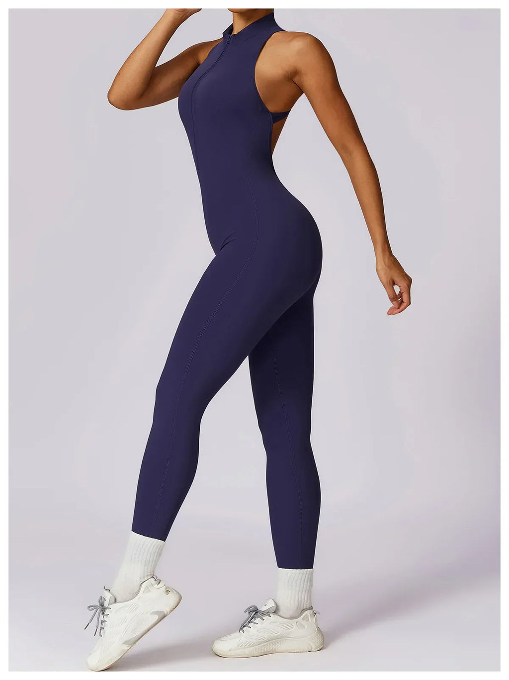 Zip-Front Yoga Jumpsuit - Women's Pilates & Gym Overalls