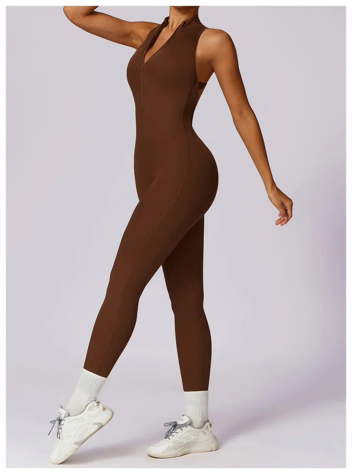Zip-Front Yoga Jumpsuit - Women's Pilates & Gym Overalls
