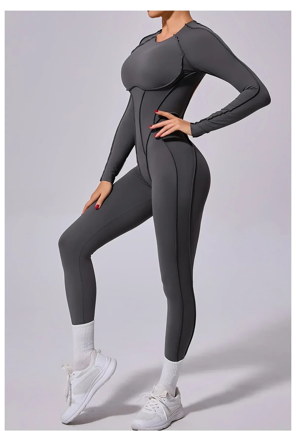 Long Sleeve Overalls Romper - Women's Running & Gym Jumpsuit