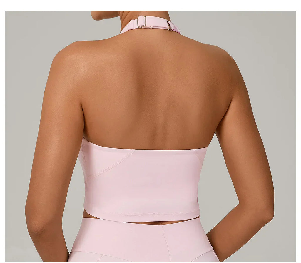 Halter High-Support Sports Bra - Open-Back Push-Up