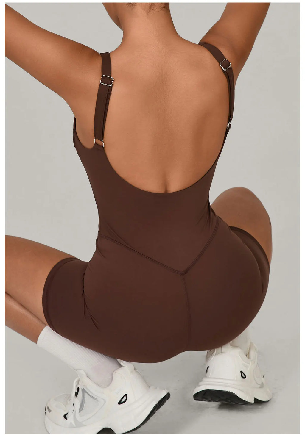 Backless Bodycon Romper - Women's Push-Up Workout Jumpsuit
