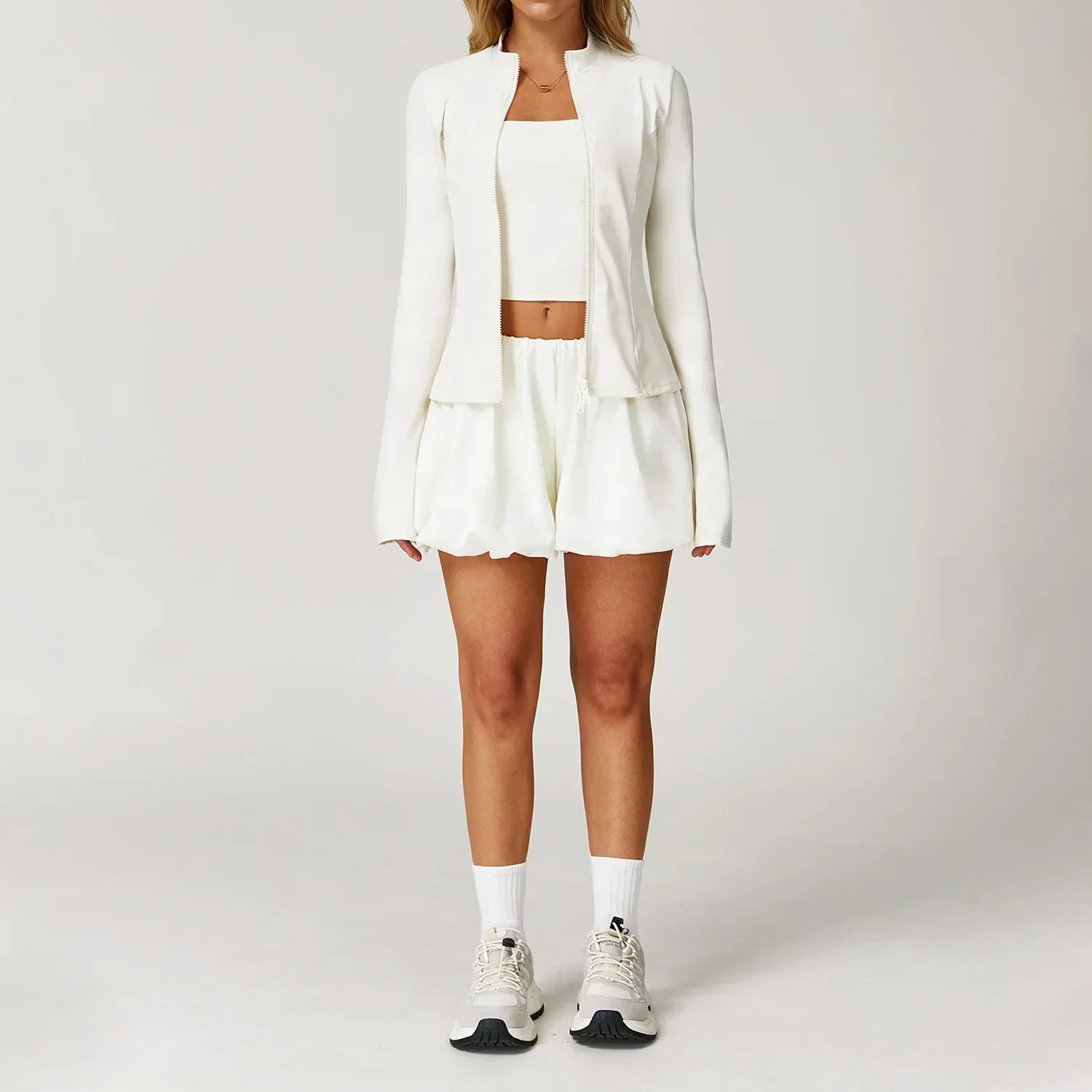 2/3-Piece Yoga Set - Jacket, Bra & Shorts Tracksuit