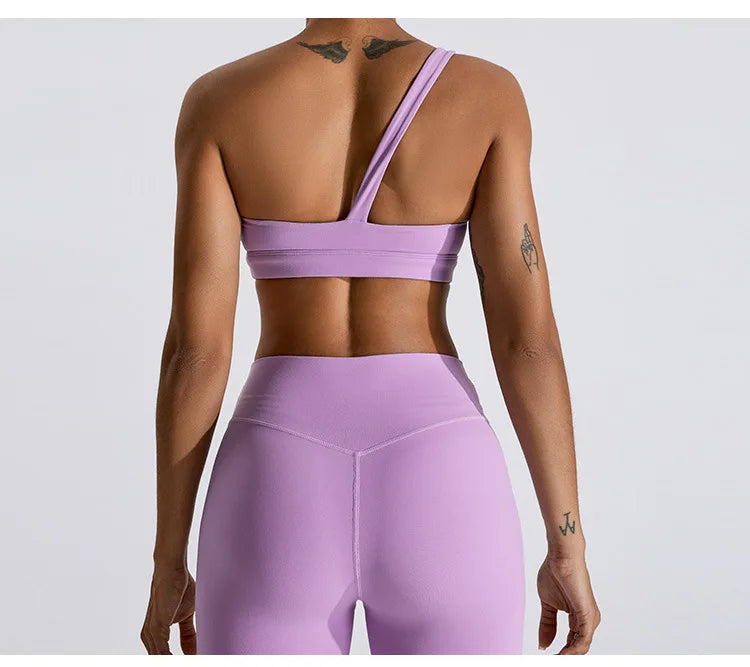 One-Shoulder Sports Bra - Women's High-Support Yoga Vest
