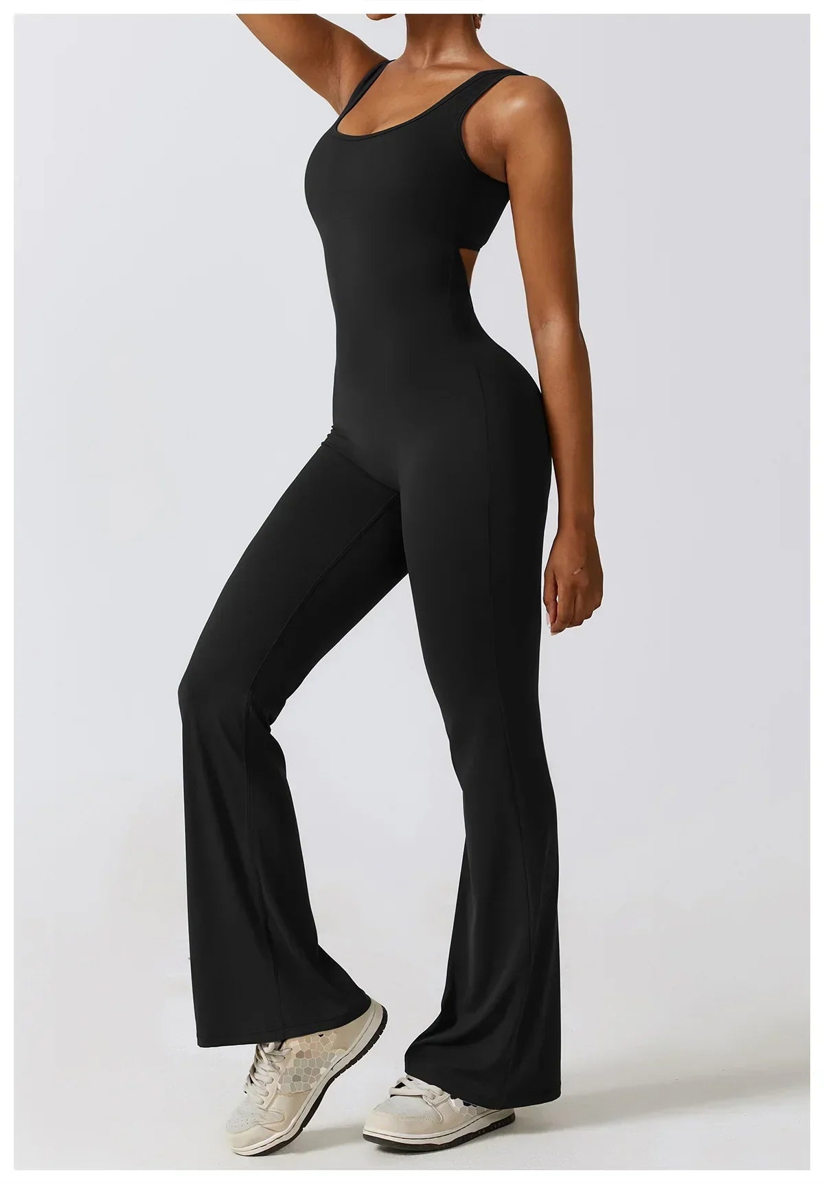 One-Piece Stretch Bodysuit - Women's Push-Up Workout Jumpsuit