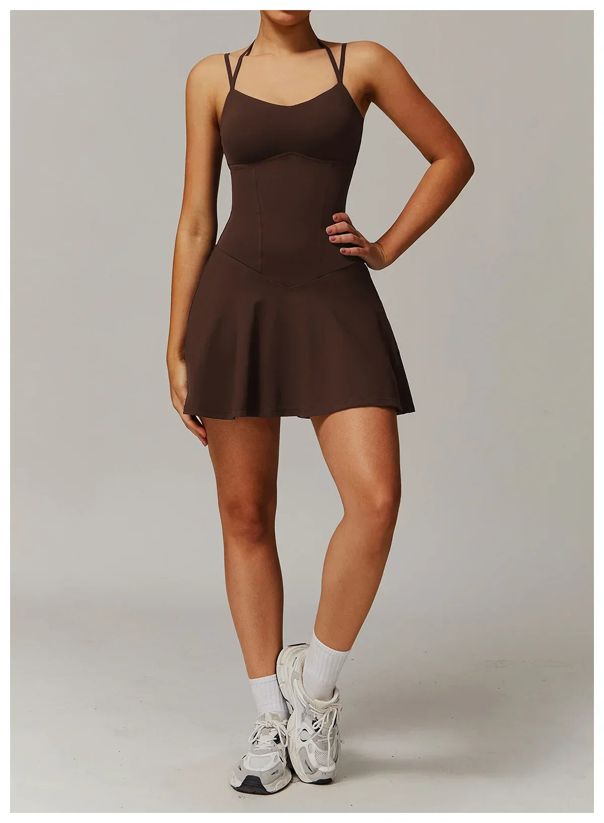 Skort Gym Jumpsuit - Women's Fitness Tracksuit Set