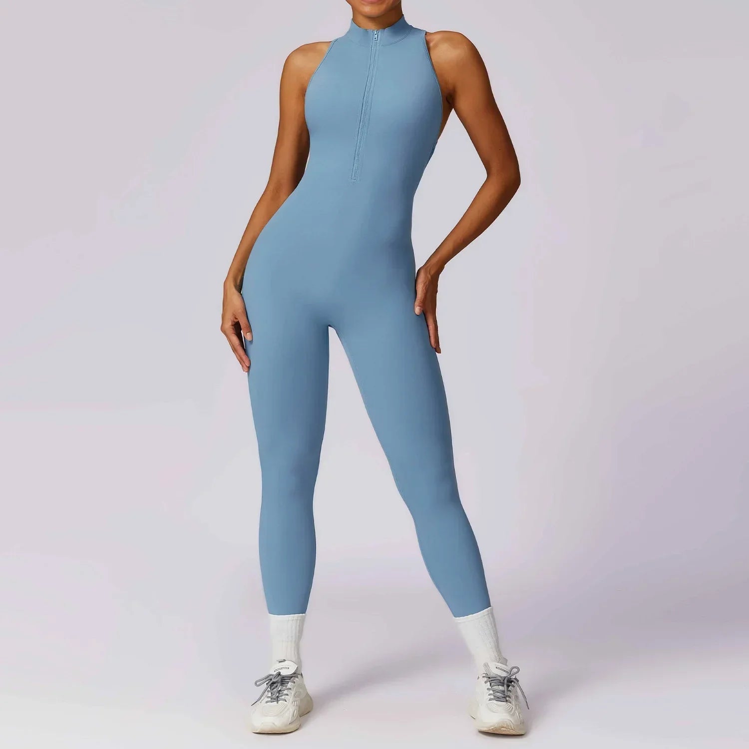 Zip-Front Yoga Jumpsuit - Women's Pilates & Gym Overalls
