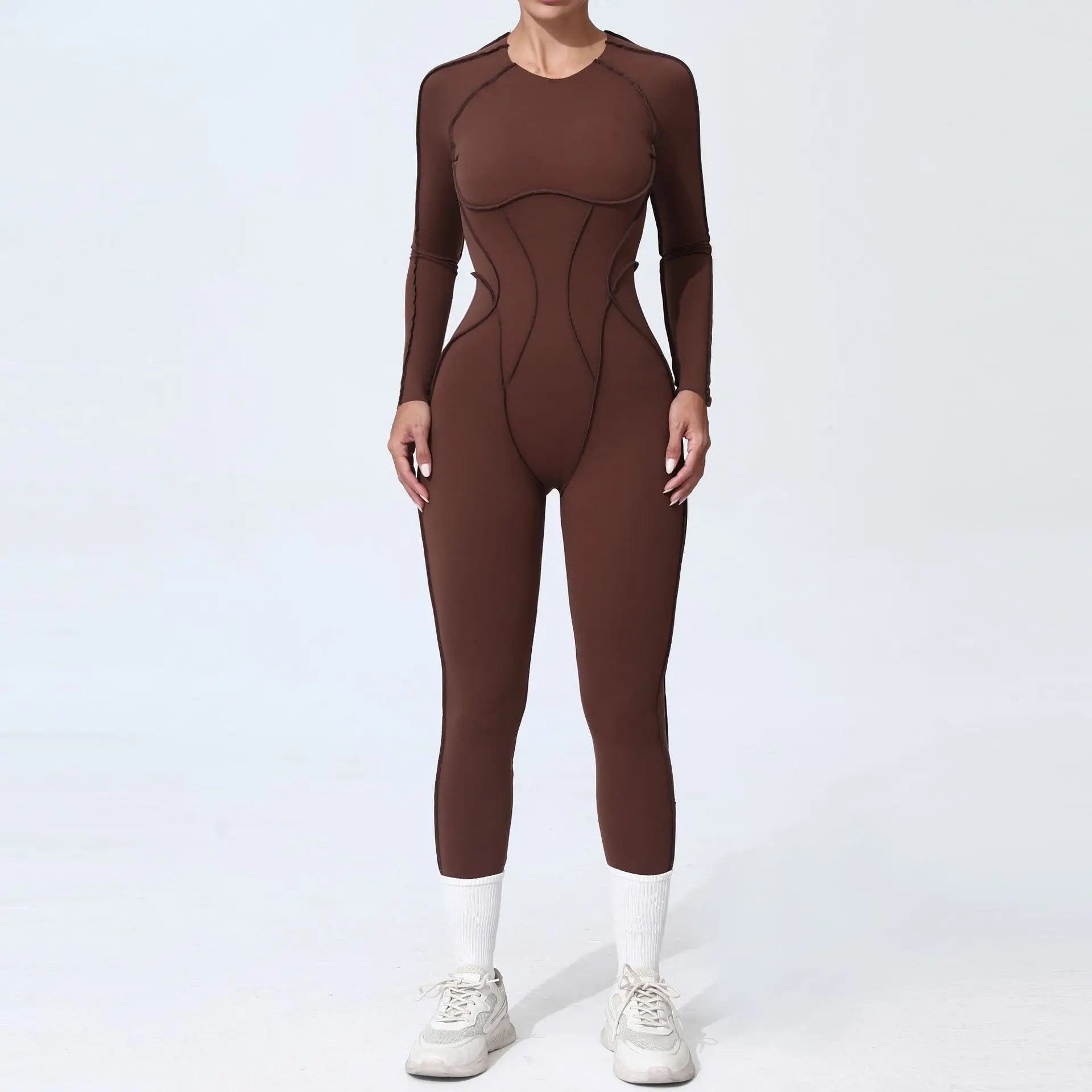 Long Sleeve Overalls Romper - Women's Running & Gym Jumpsuit