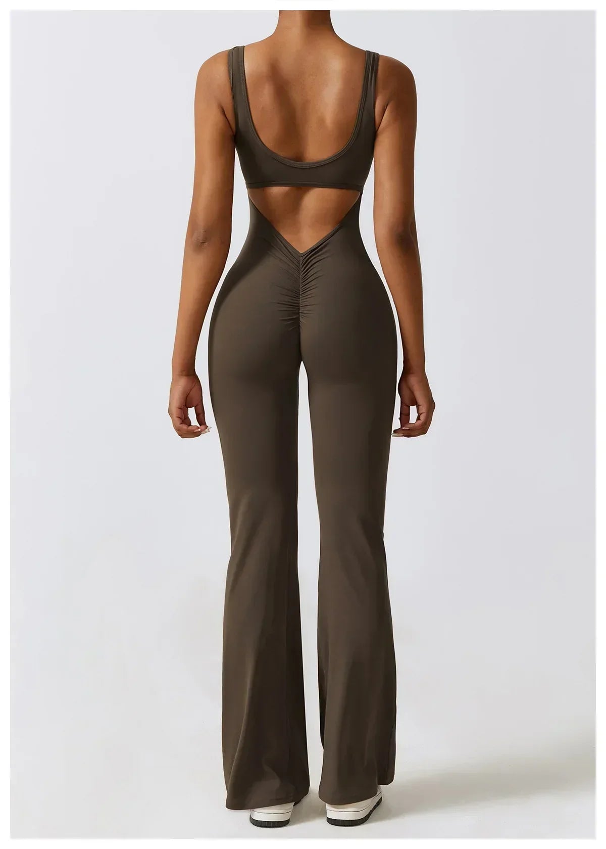 One-Piece Stretch Bodysuit - Women's Push-Up Workout Jumpsuit
