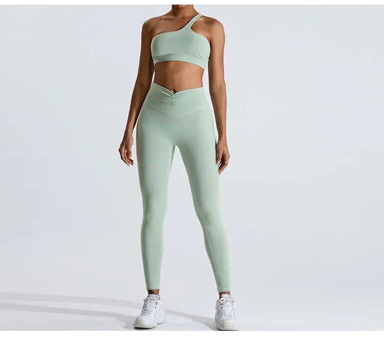 One-Shoulder Sports Bra - Women's High-Support Yoga Vest
