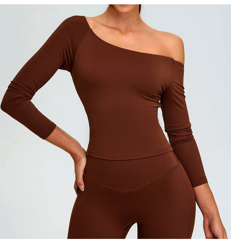 2-Piece Tracksuit Set - High-Waist Leggings & Long Sleeve Top