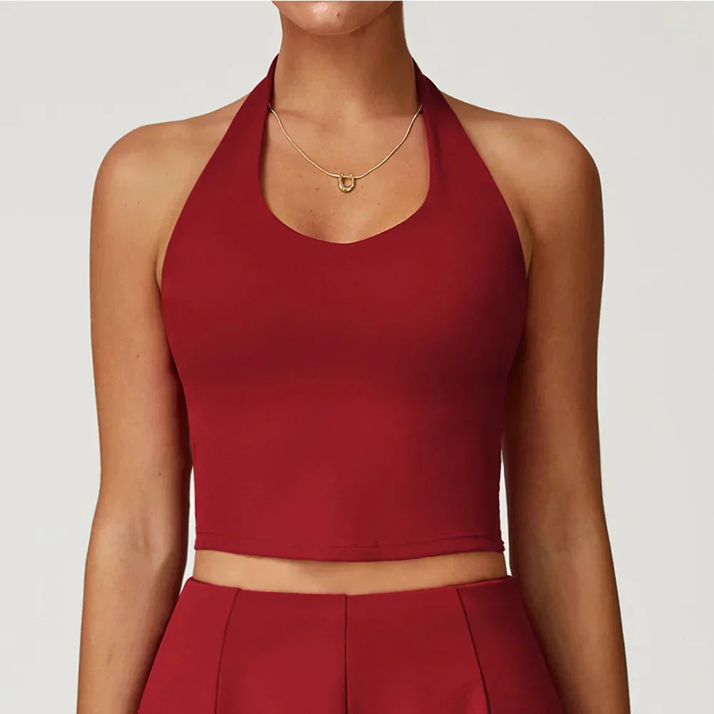 Halter Seamless Sports Bra - Quick-Dry Push-Up Tank