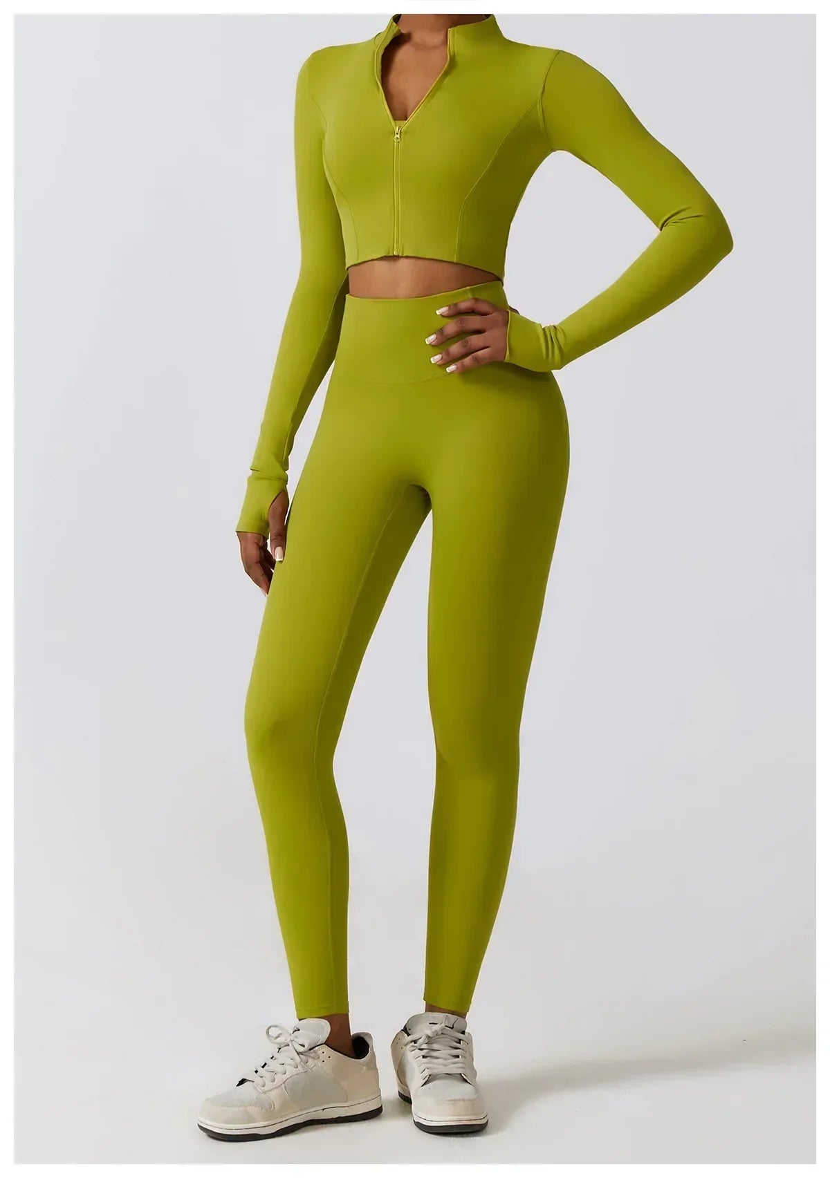 2/3-Piece Activewear Set - Leggings, Bra & Long Sleeve Top