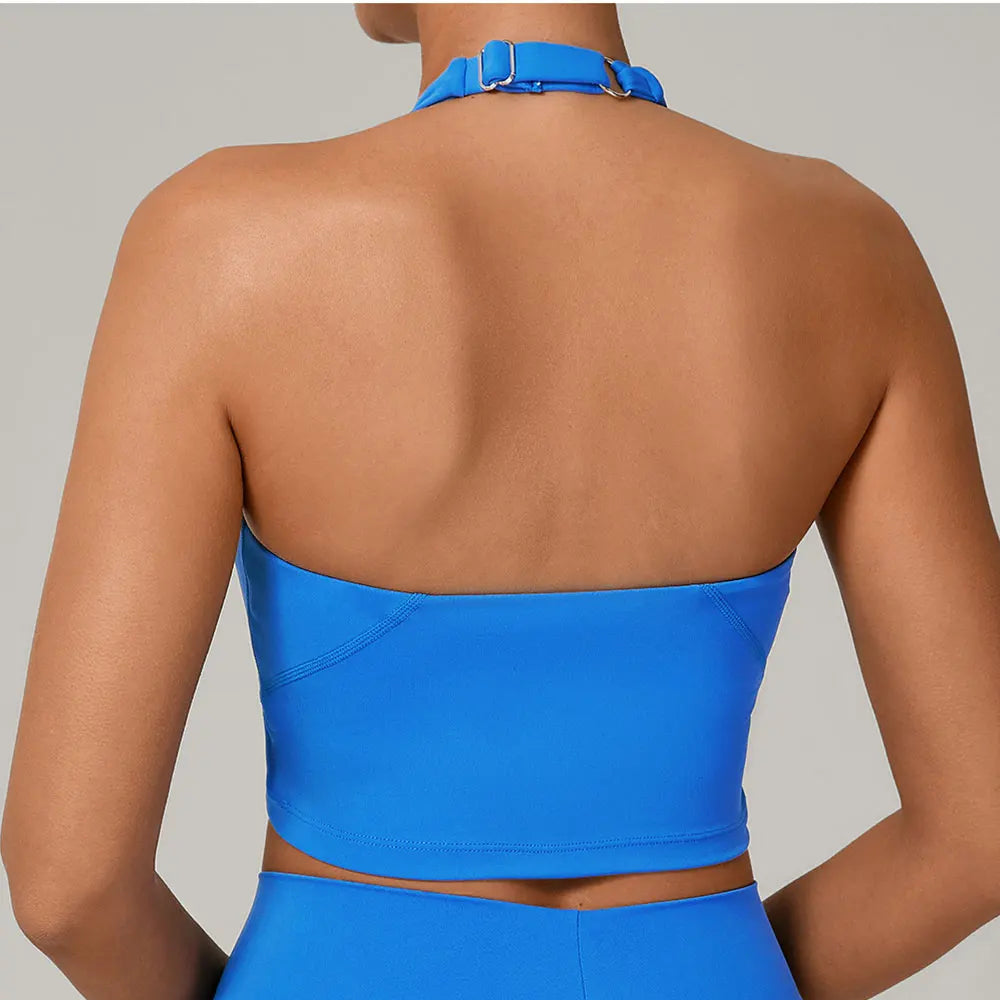 Halter High-Support Sports Bra - Open-Back Push-Up