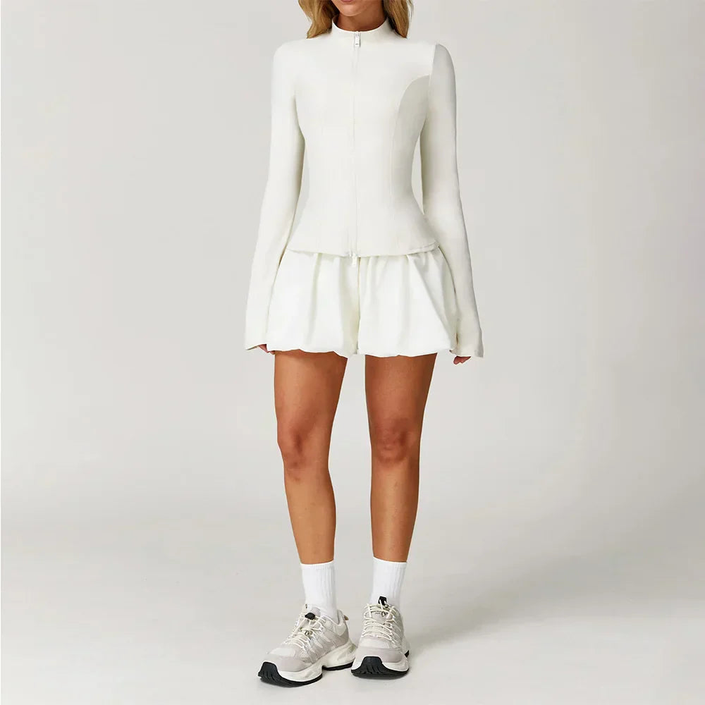 2/3-Piece Yoga Set - Jacket, Bra & Shorts Tracksuit