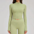 Zip-Up Crop Jacket - Women's Quick-Dry Yoga & Running Top