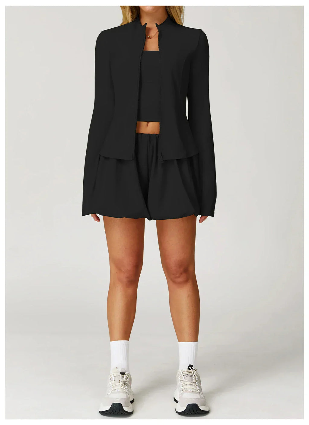 2/3-Piece Yoga Set - Jacket, Bra & Shorts Tracksuit