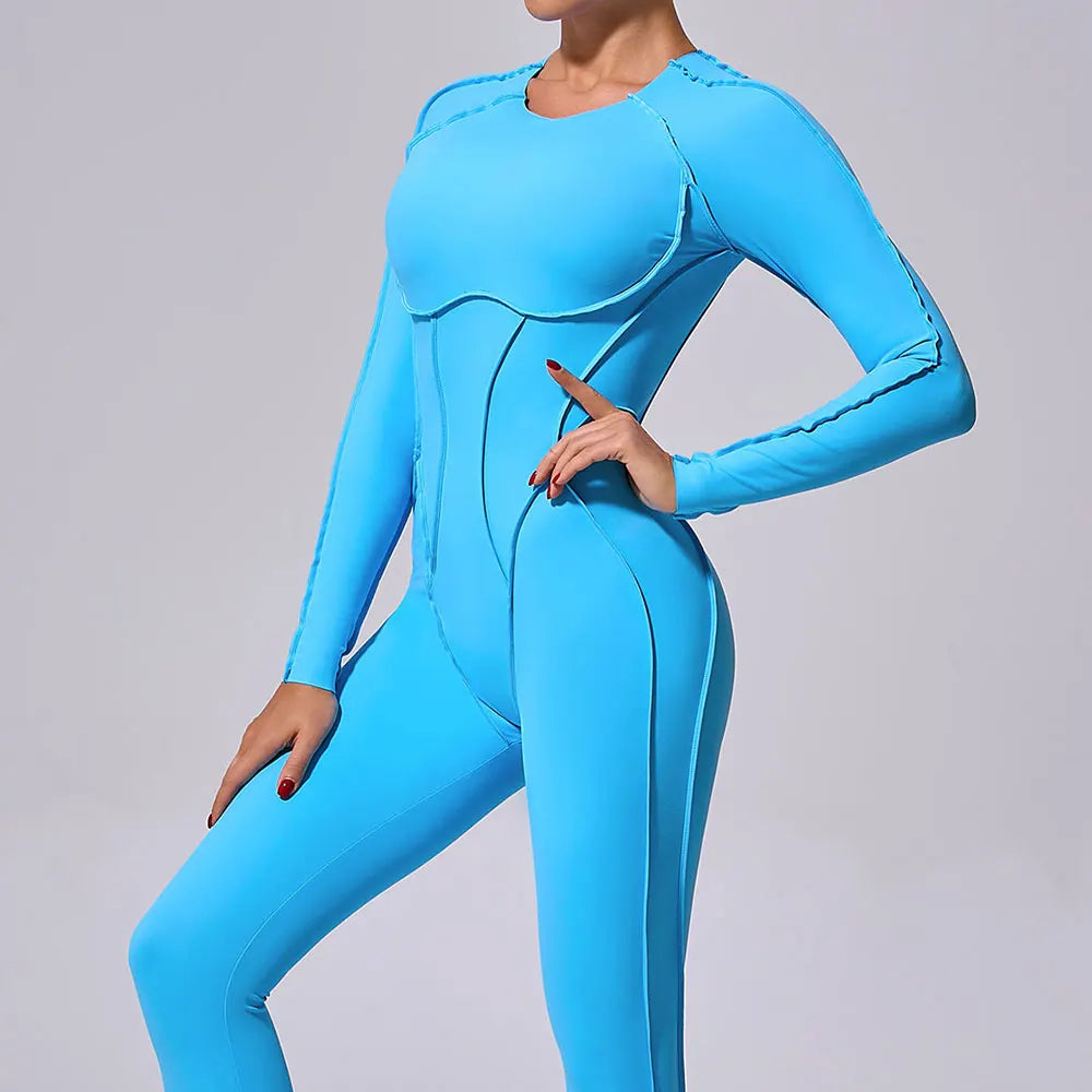Long Sleeve Overalls Romper - Women's Running & Gym Jumpsuit