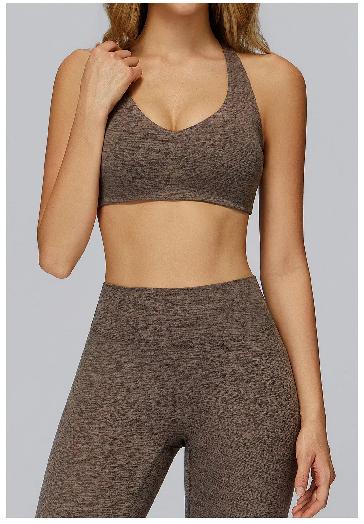 V-Neck Sports Bra with Removable Pads - Quick-Dry Push-Up