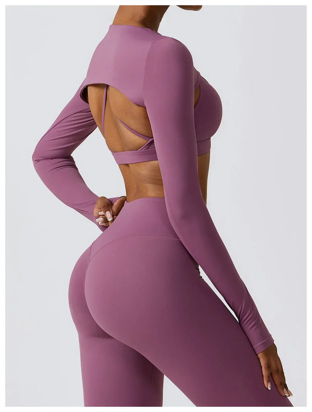 2/3-Piece Activewear Set - Leggings, Bra & Long Sleeve Top