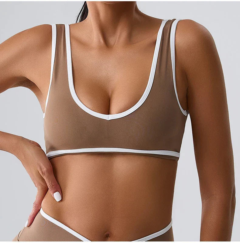 Patchwork Push-Up Sports Bra - Breathable Tank Crop Top