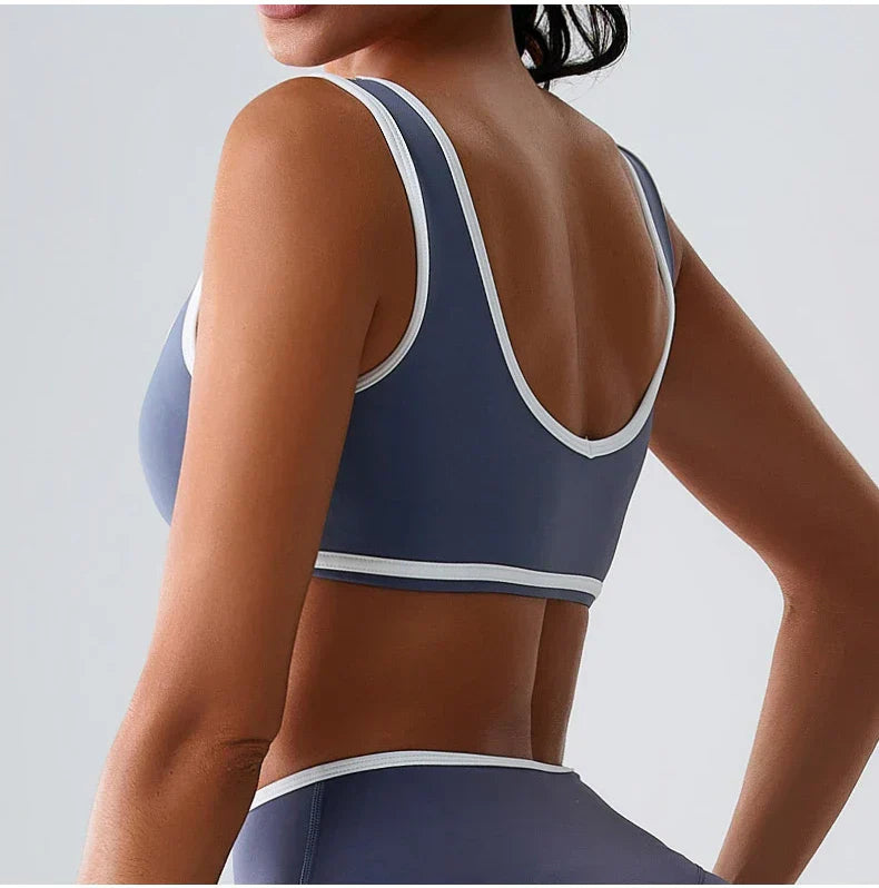 Patchwork Push-Up Sports Bra - Breathable Tank Crop Top