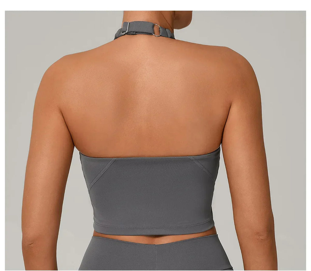 Halter High-Support Sports Bra - Open-Back Push-Up