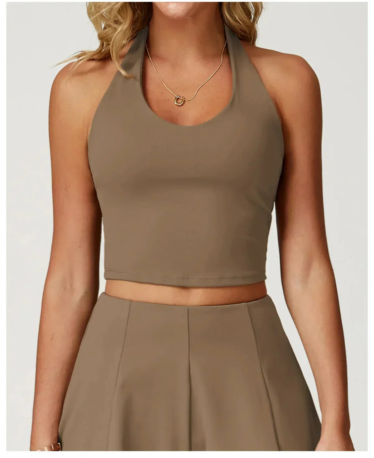 Halter Seamless Sports Bra - Quick-Dry Push-Up Tank